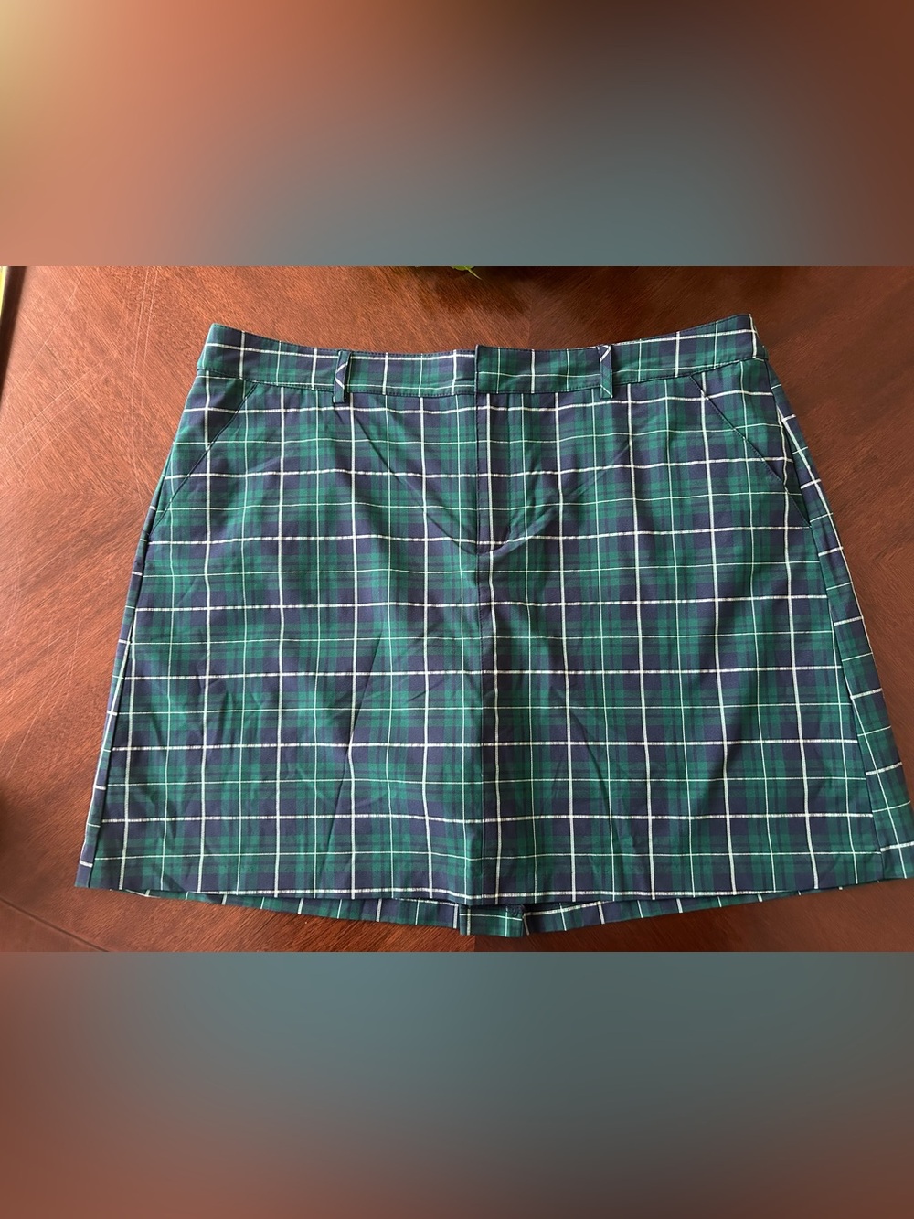 Lady Hagen Green & Navy Plaid A-Line Golf Skirt. Size 16.